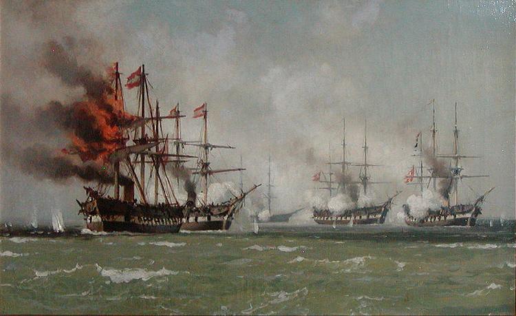Johan Carl Neumann Det ostrigske flagskib Norge oil painting art